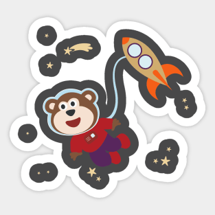 Space monkey or astronaut in a space suit with cartoon style Sticker